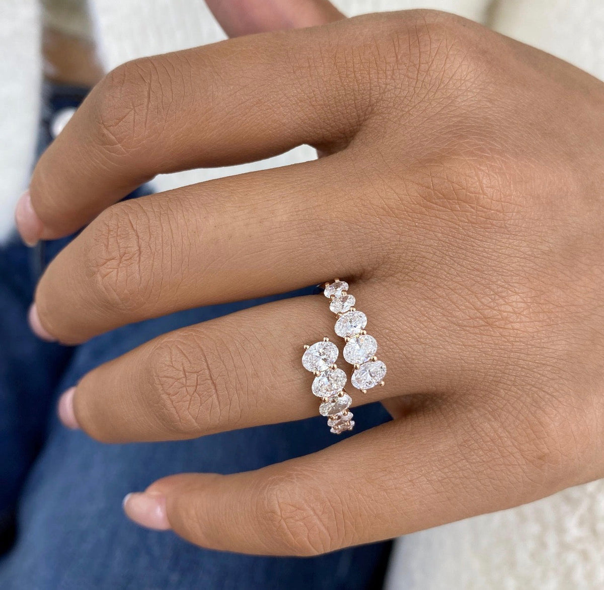 1.90ct Oval Cut Diamond Half Eternity Band