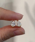 Pear Cut Bezel Set Drop Hoop Earrings