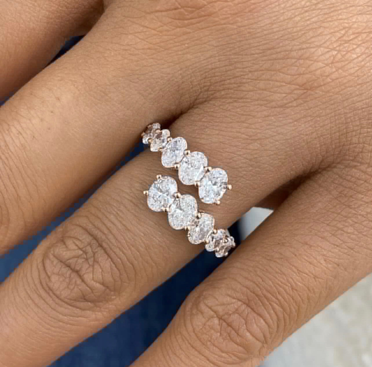 1.90ct Oval Cut Diamond Half Eternity Band