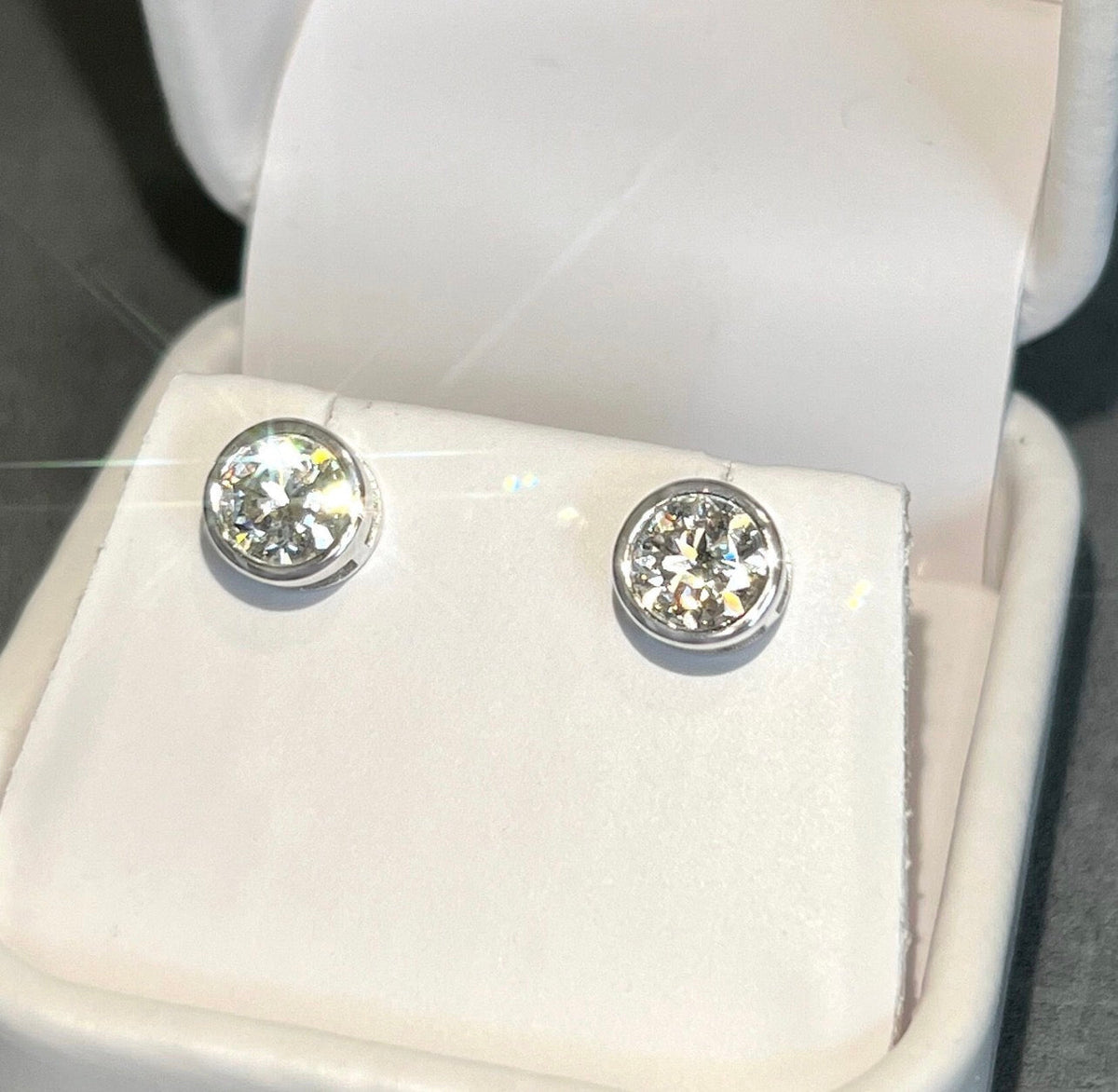 Round Cut Bezel Set Studs