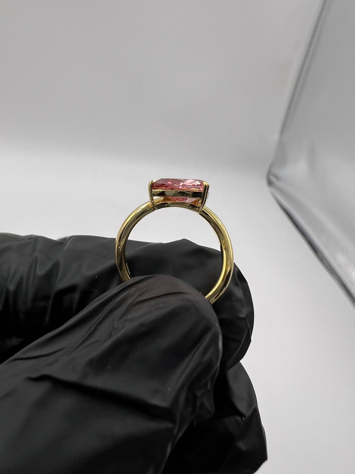 1.16ct Fancy Vivid Pink Red Heart Prong Pinky Finger Ring - READY-TO-SHIP