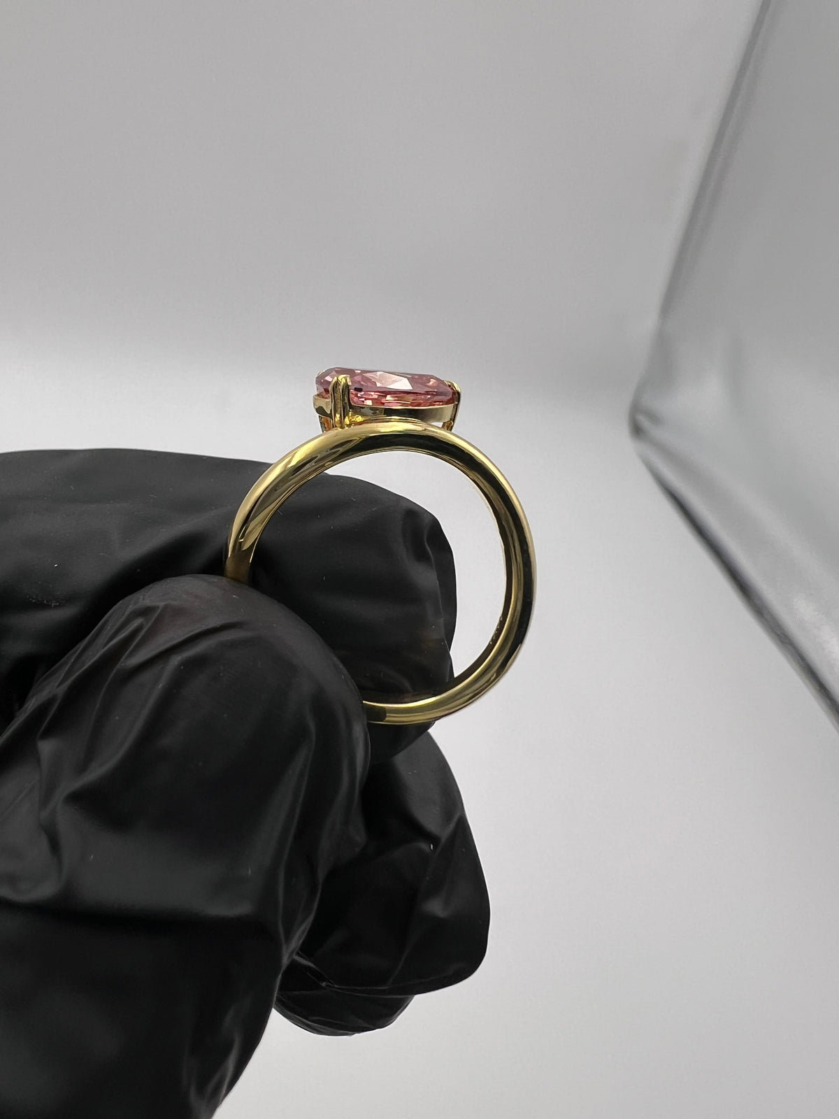 1.16ct Fancy Vivid Pink Red Heart Prong Pinky Finger Ring - READY-TO-SHIP