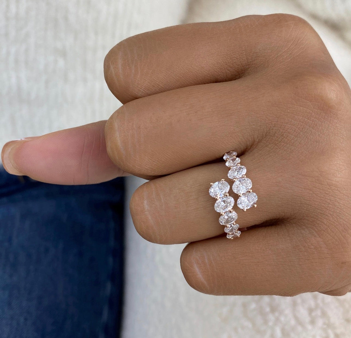 1.90ct Oval Cut Diamond Half Eternity Band