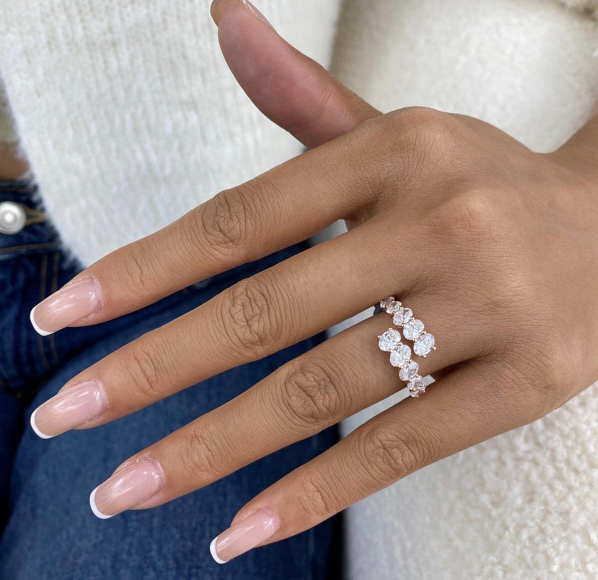 1.90ct Oval Cut Diamond Half Eternity Band