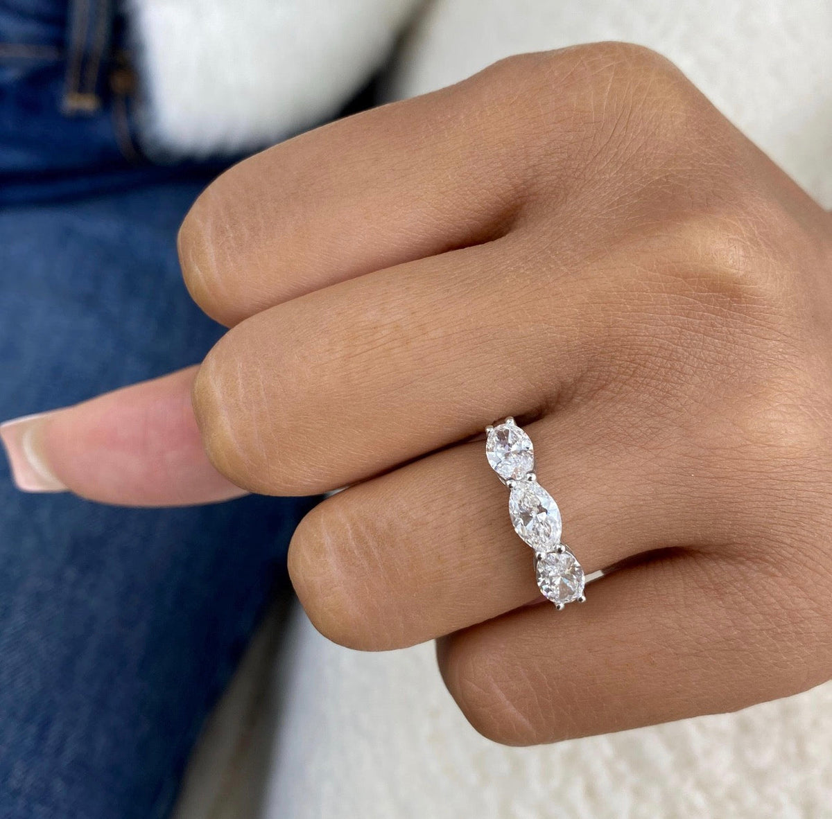 1.80ct Oval 3-Stone Wedding Ring