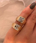 Letter Bezel Set Ring