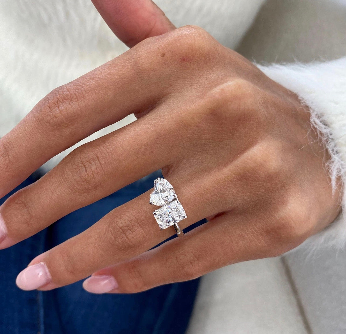 2.10ct Heart & Radiant Toi et Moi Ring