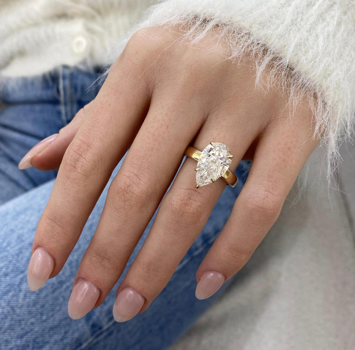 4ct Pear Cut Hidden Halo Ring