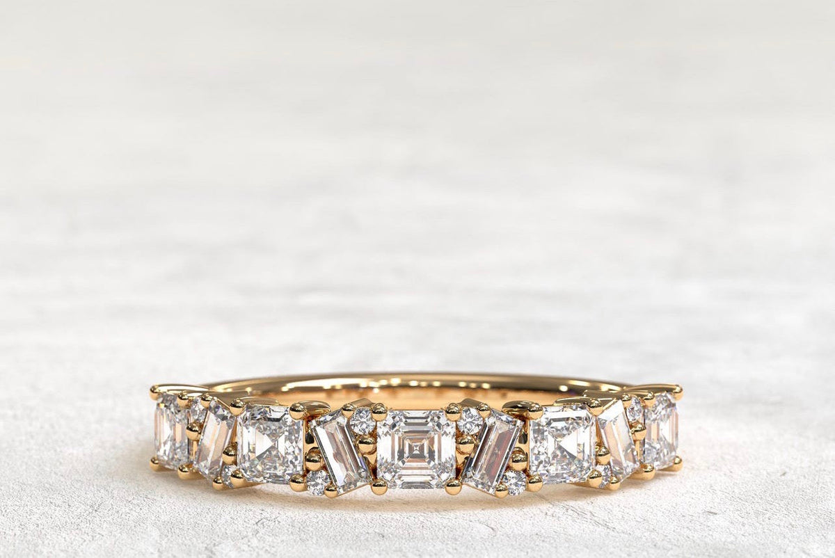 0.86ct Asscher, Baguette & Round Cut Wedding Band