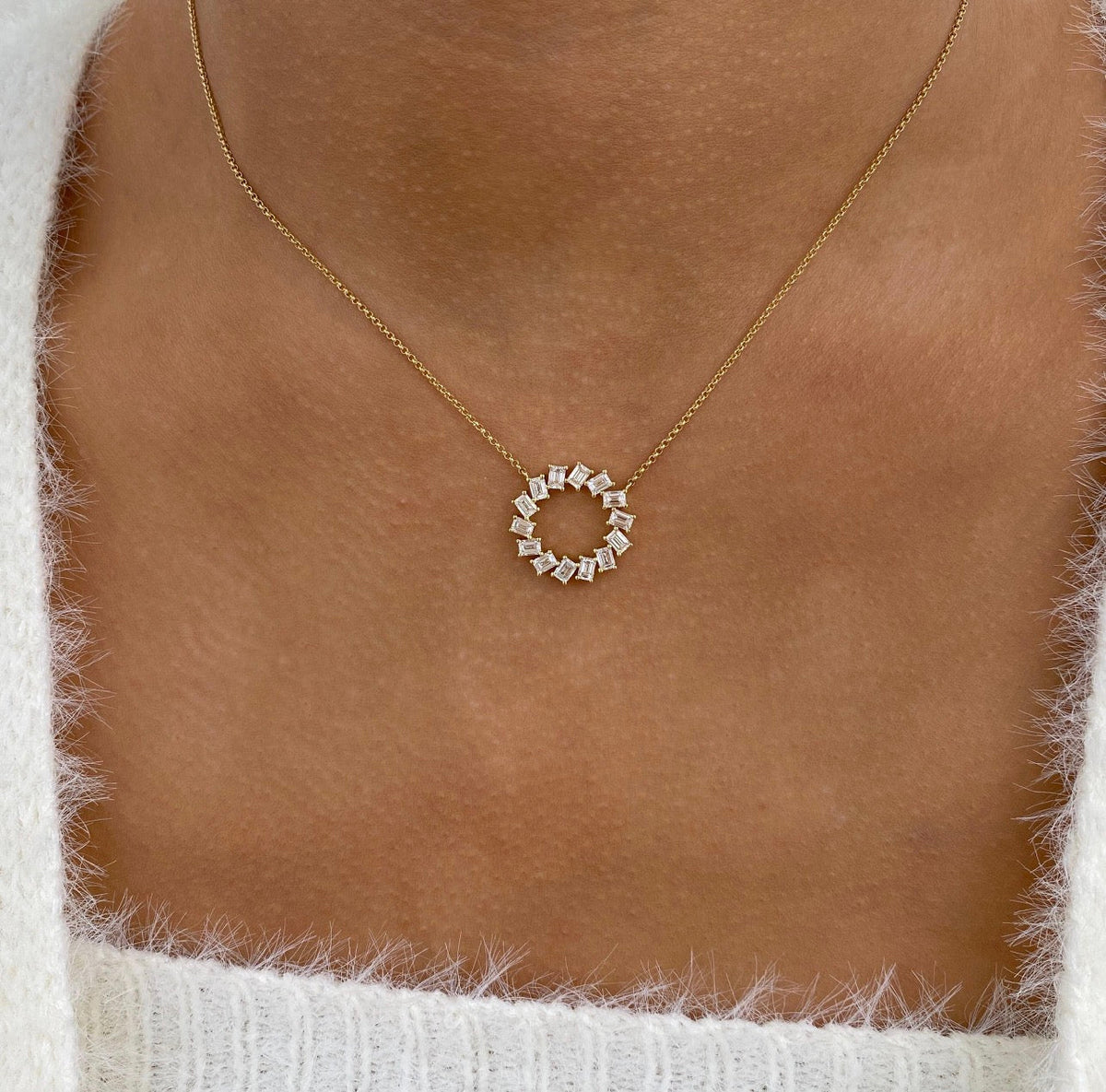 1.6ct Emerald Cut Diamond Necklace