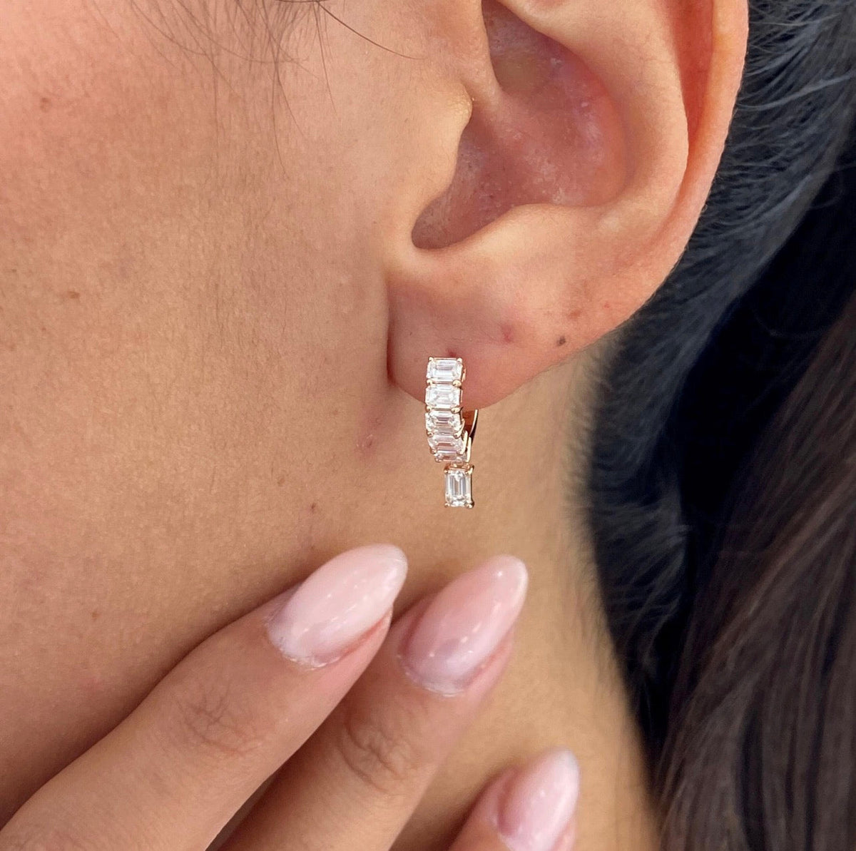 1.45ct Emerald Cut Dangling Earrings