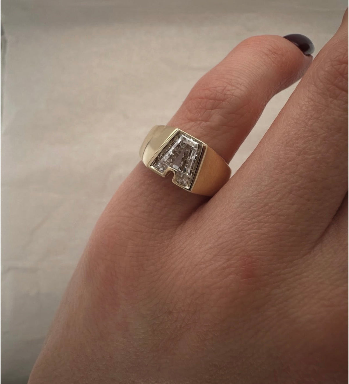 Letter Bezel Set Ring