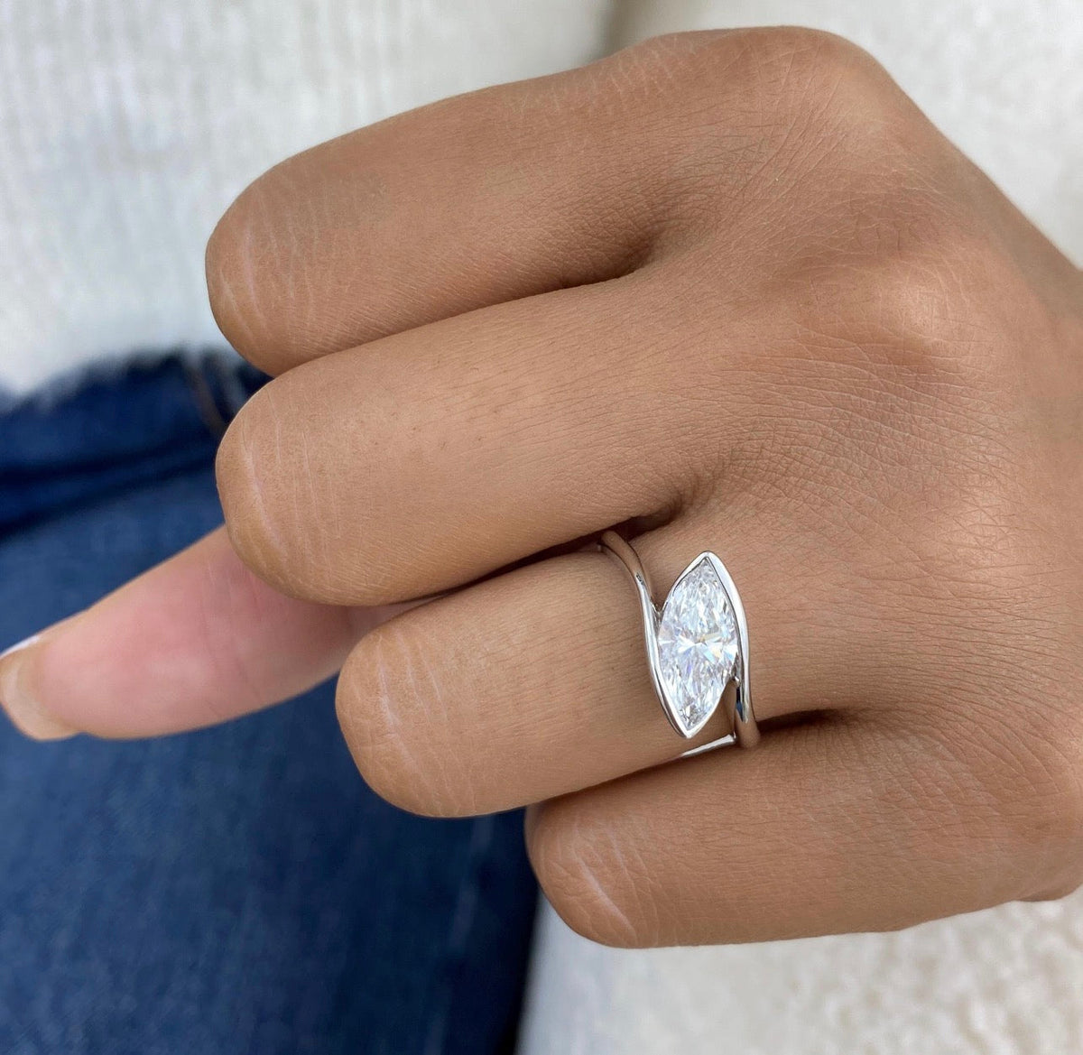 1.50ct Marquise Cut Bypass Set Ring