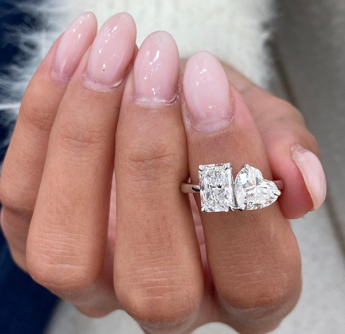 2.10ct Heart & Radiant Toi et Moi Ring