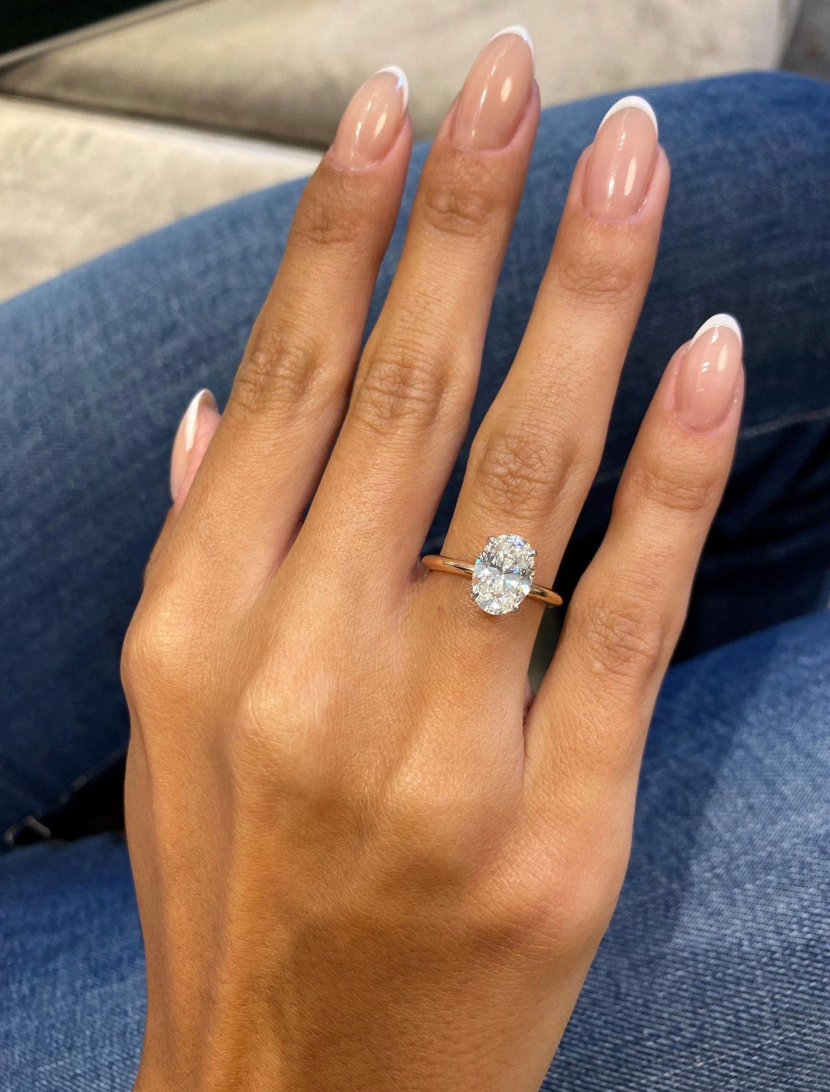 Oval Cut Hidden Halo Engagement Ring