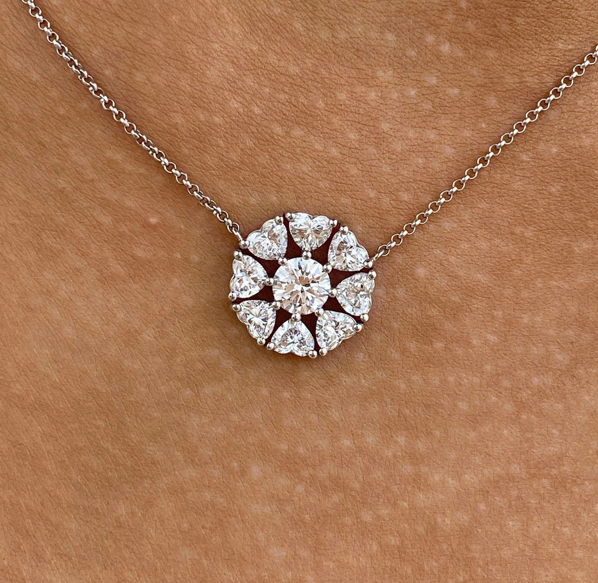 2ct Heart & Round Cut Diamond Pendant Necklace