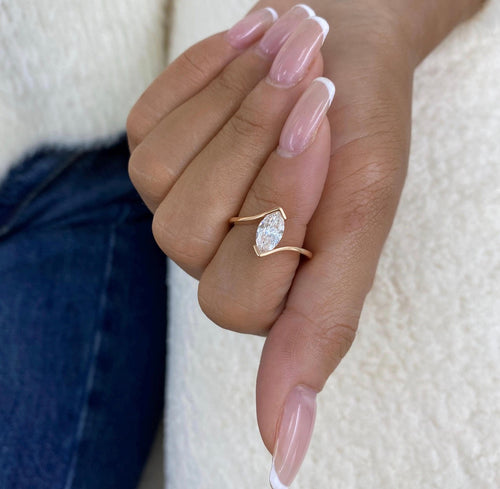 1.00ct Marquise Vertical Capture Ring