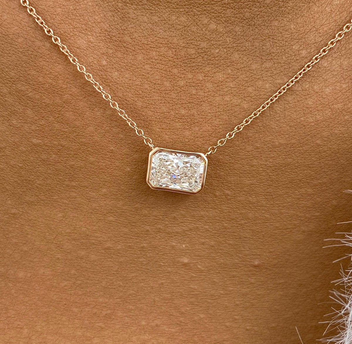 Radiant Cut East West Bezel Set Necklace