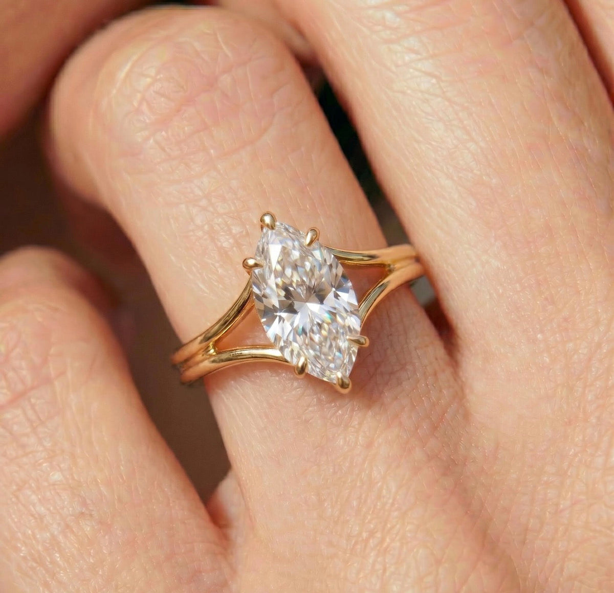 1.5ct Marquise Cut Split Shank Ring