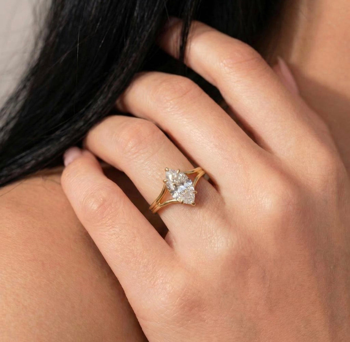 1.5ct Marquise Cut Split Shank Ring