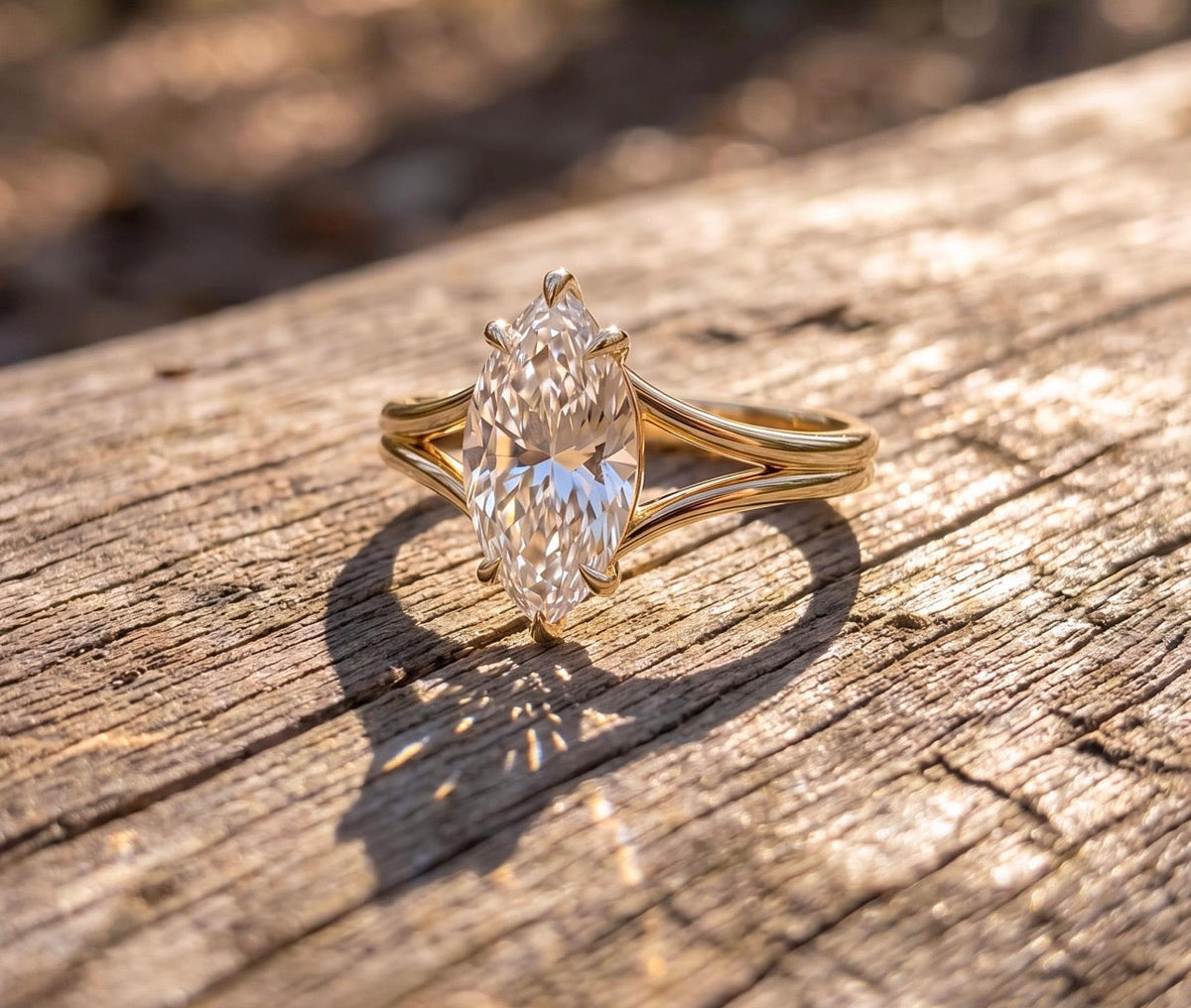 1.5ct Marquise Cut Split Shank Ring