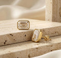 Emerald Cut Bezel Set Studs