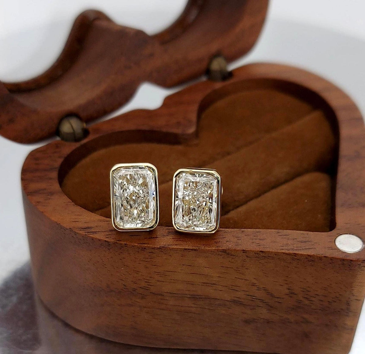 Radiant Cut Bezel Set Studs