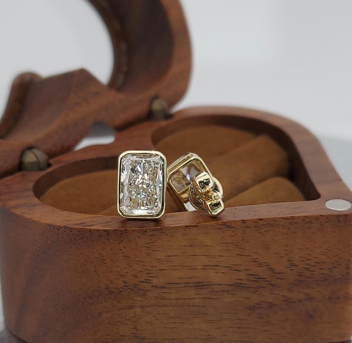 Radiant Cut Bezel Set Studs