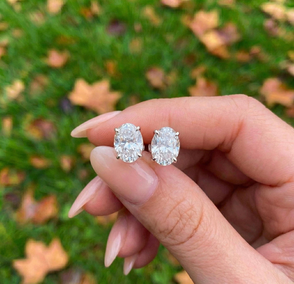 Oval Cut 4-Prong Set Studs