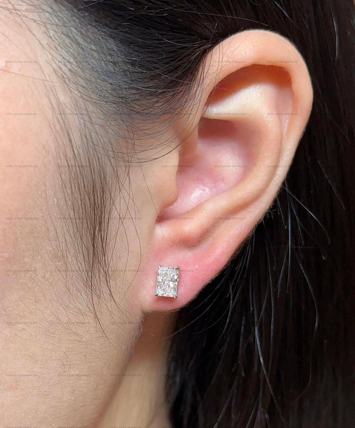 Radiant Cut Prong Set Studs