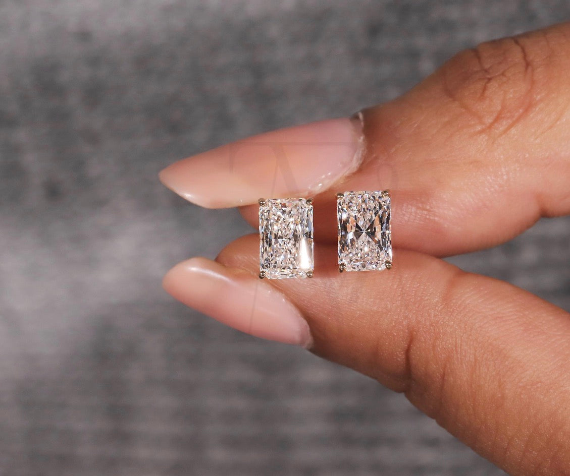Radiant Cut Prong Set Studs