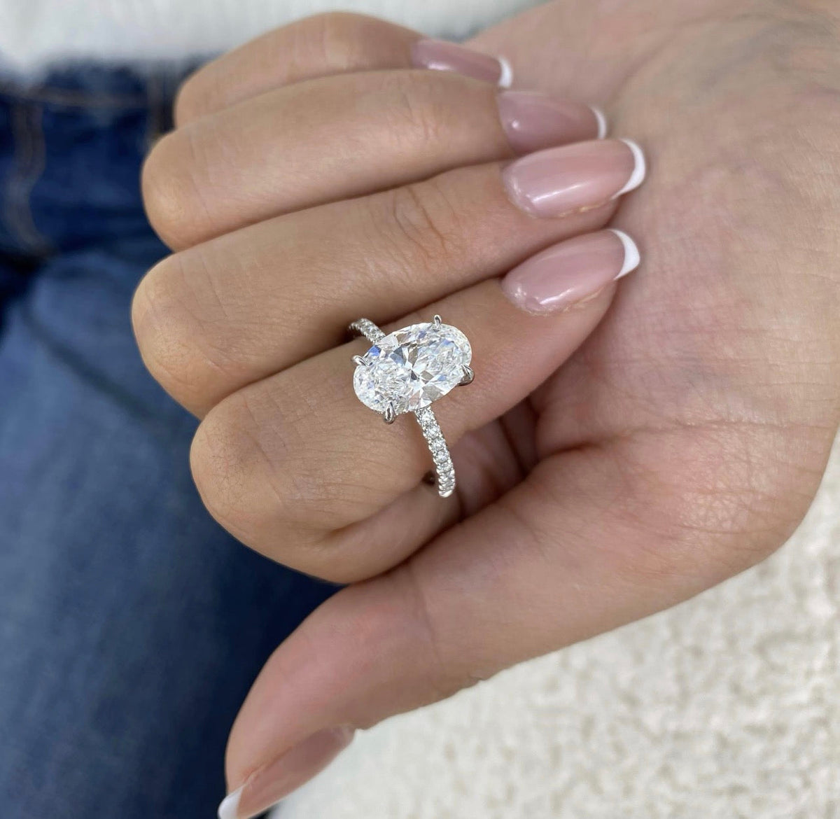 2.80ct Oval Hidden Halo Set Pavé Band Ring