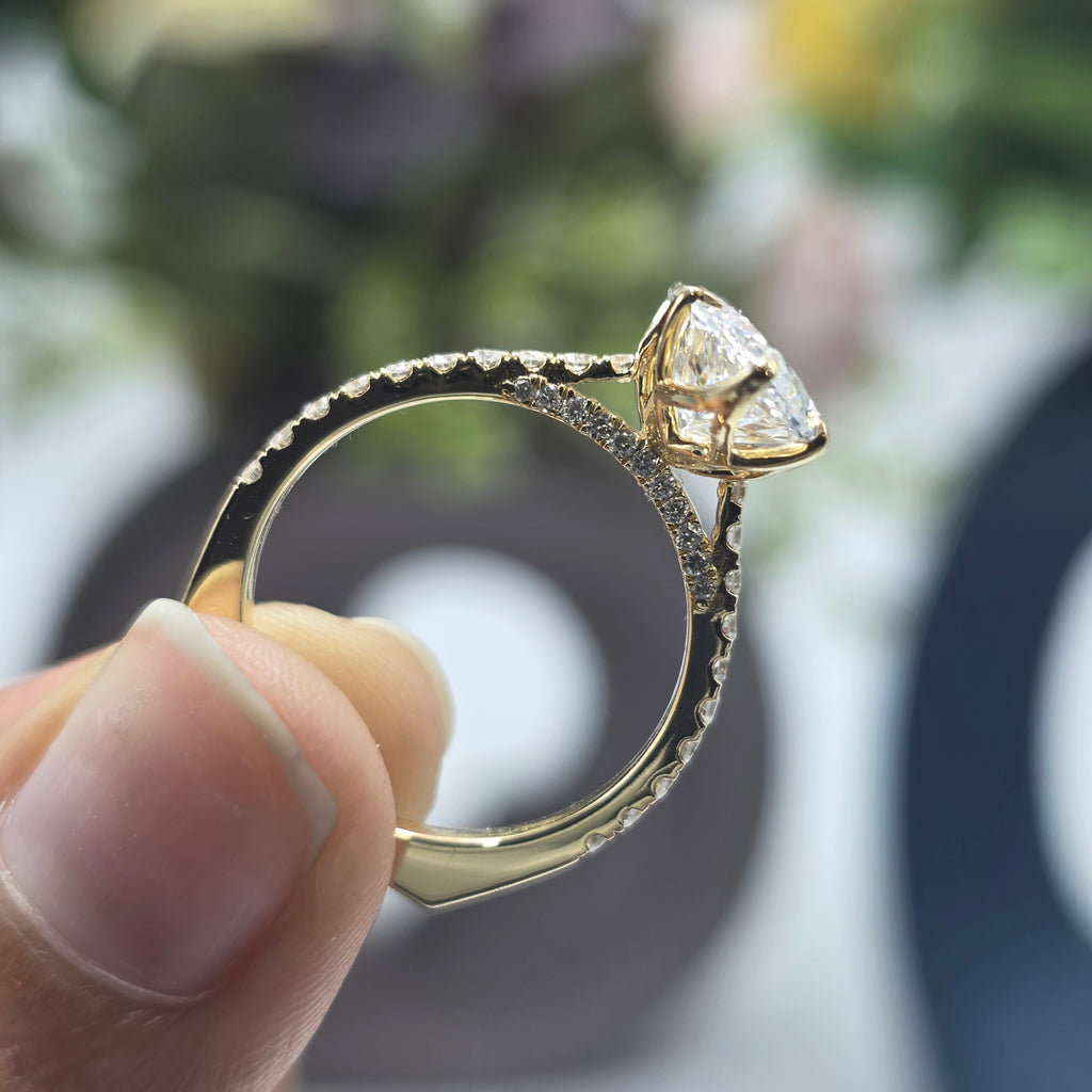 4.50CT MARQUISE TULIP BASKET SET PAVE EURO SHAKBAND LAB GROWN DIAMOND RING