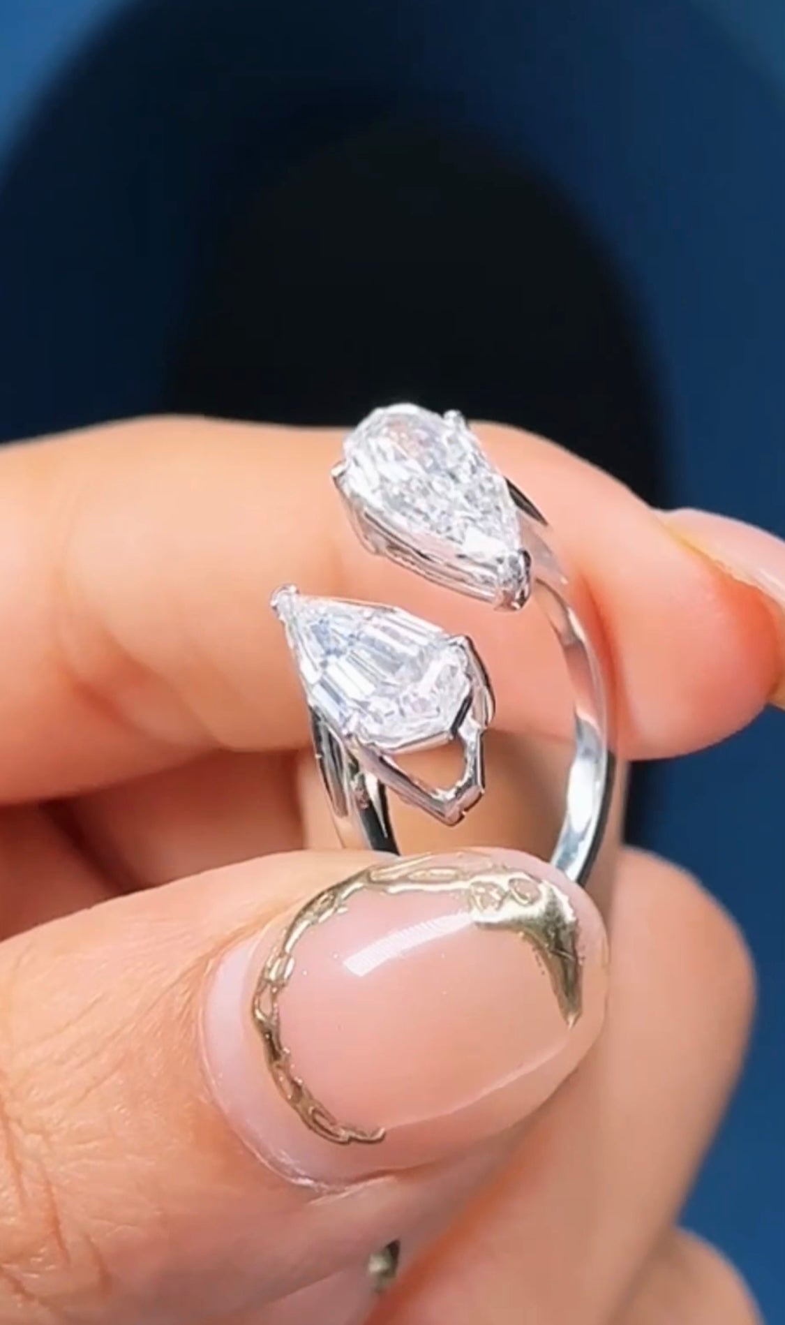 LONG STEPCUT PEAR DIAMOND RING