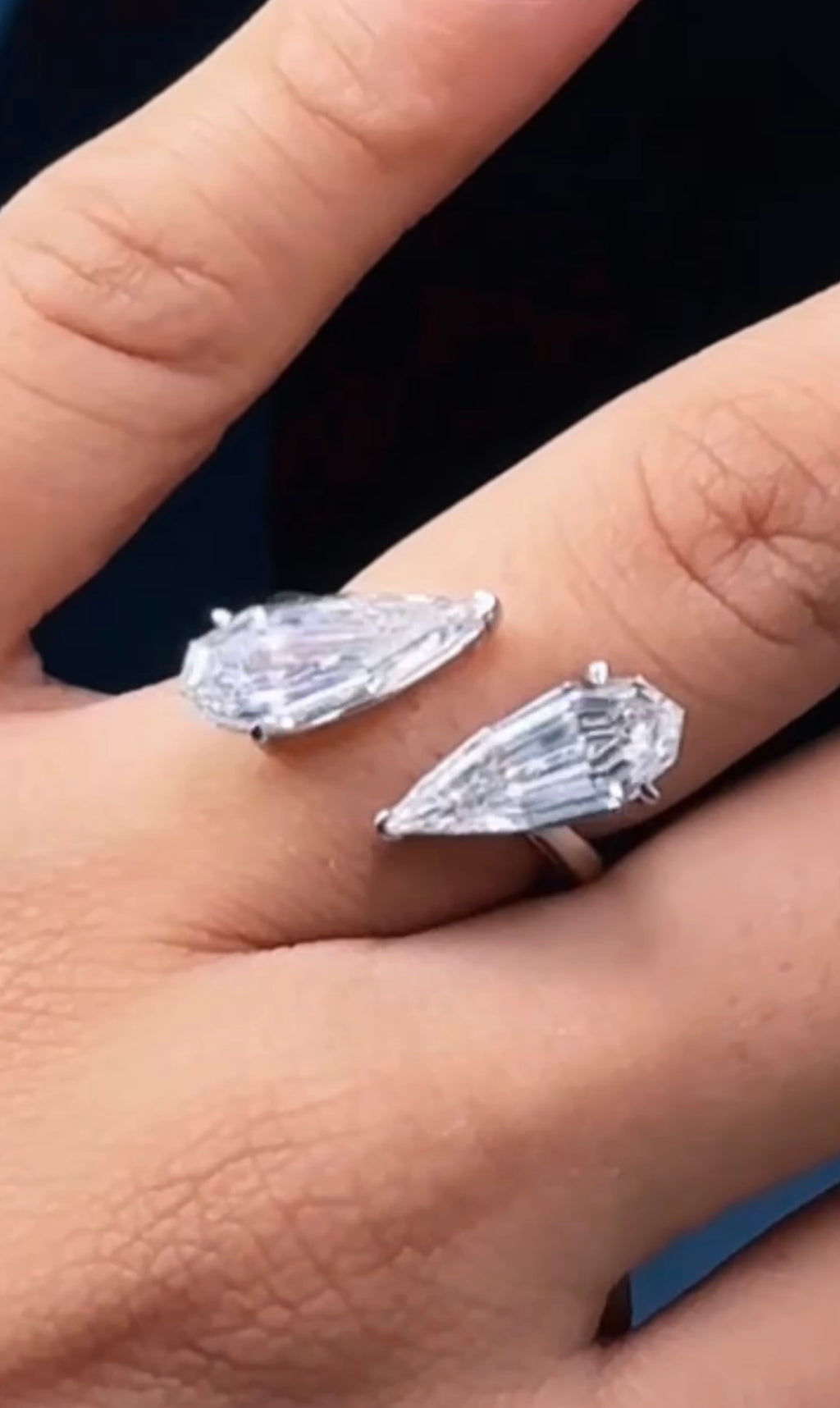 LONG STEPCUT PEAR DIAMOND RING