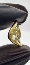 1.00CT PEAR FANCY YELLOW DIAMOND CURVY BAND PINKY FINGER RING