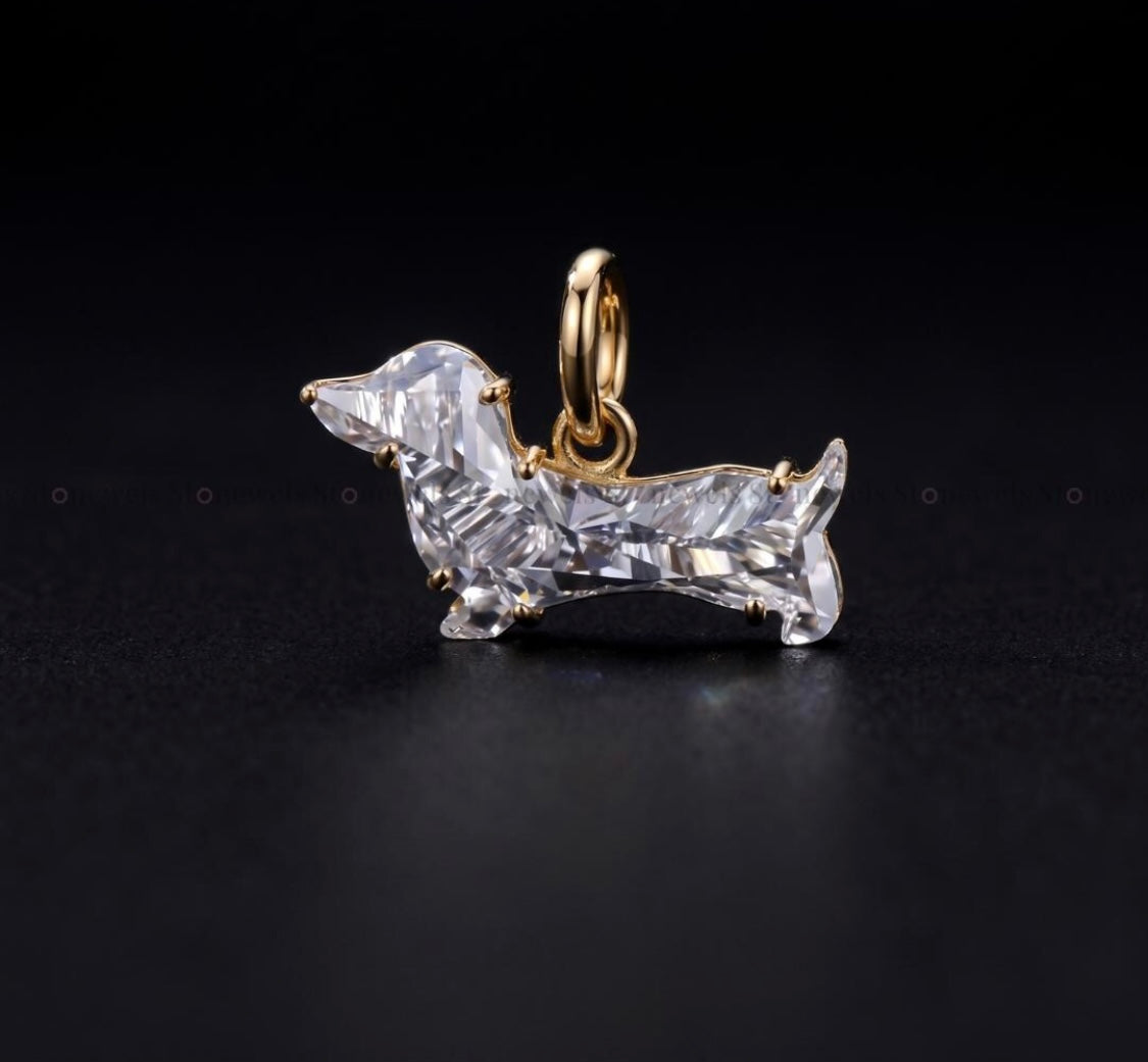DACHSHUND DOG SHAP DIAMOND DAX PENDANT